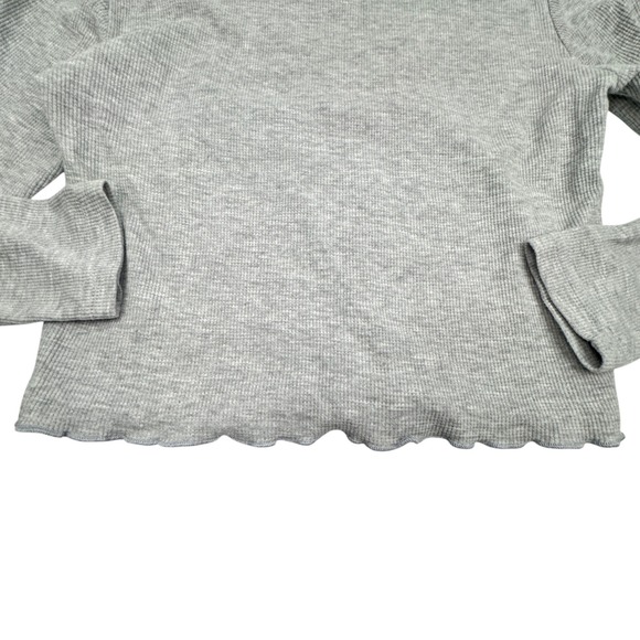 Natural Life Thermal Top Womens Small Grey Daisy Graphic Lettuce Hem Long Sleeve - Picture 5 of 6